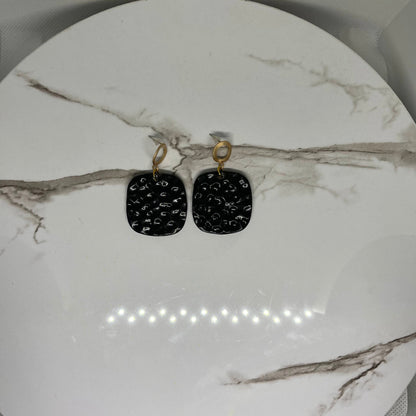 Black and Gold Square earrings