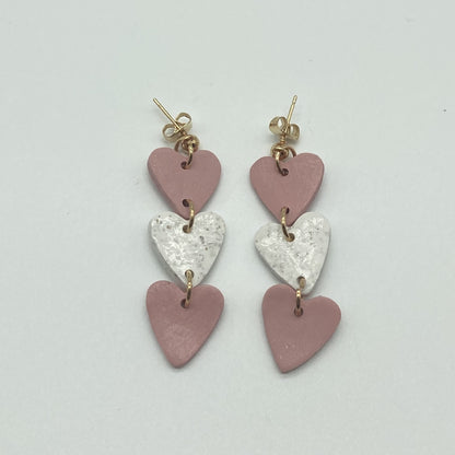 Triple Heart Link Earrings