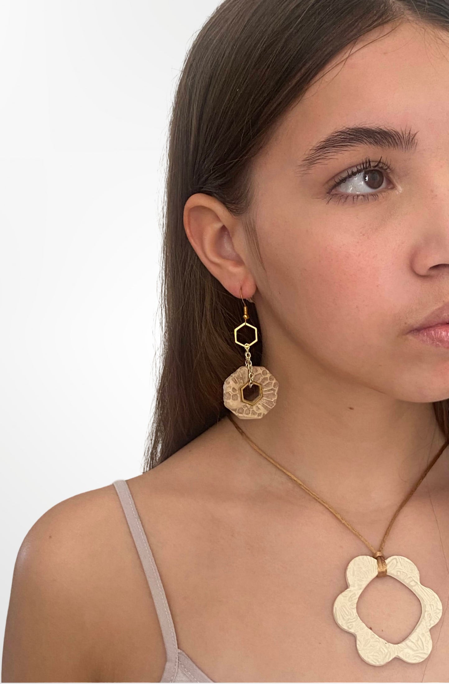 Golden Hexagon Elegance Earrings.