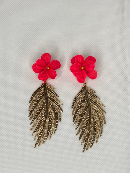 Flower with Golden Leaves earrings