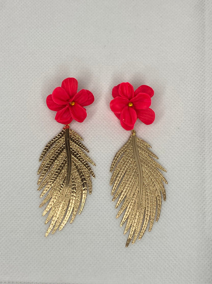 Flower with Golden Leaves earrings