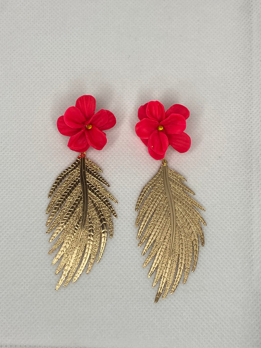 Flower with Golden Leaves earrings