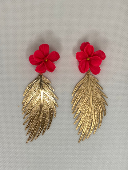 Flower with Golden Leaves earrings