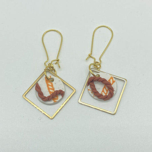 Golden Geometry Circle Drops Earrings