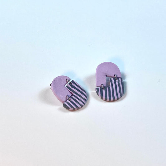 Asymmetrical Violet & Gray Striped Drops