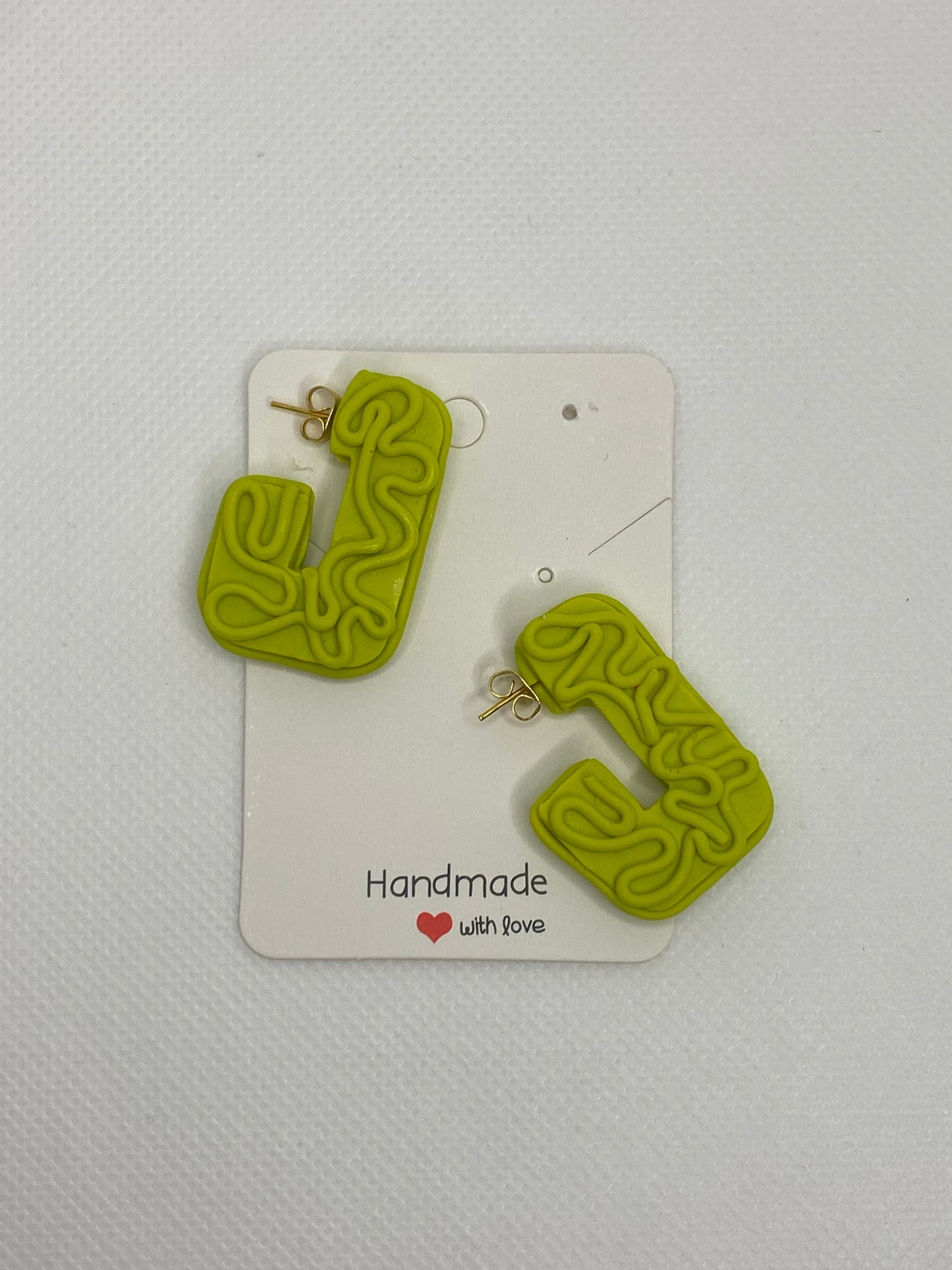 Neon Green Twist J Earrings