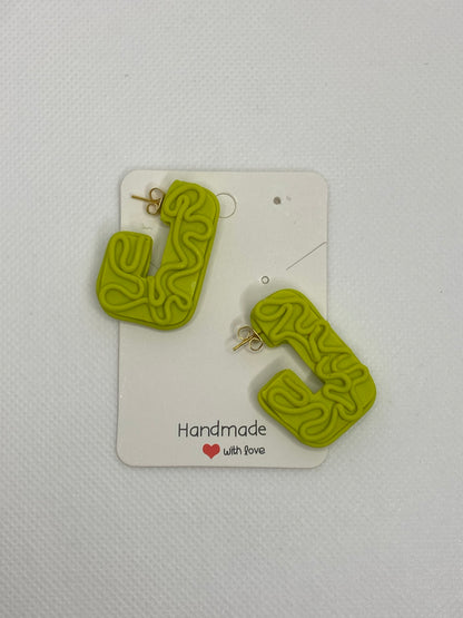 Neon Green Twist J Earrings