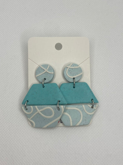 Azure Hexagon Harmony Drops Earrings