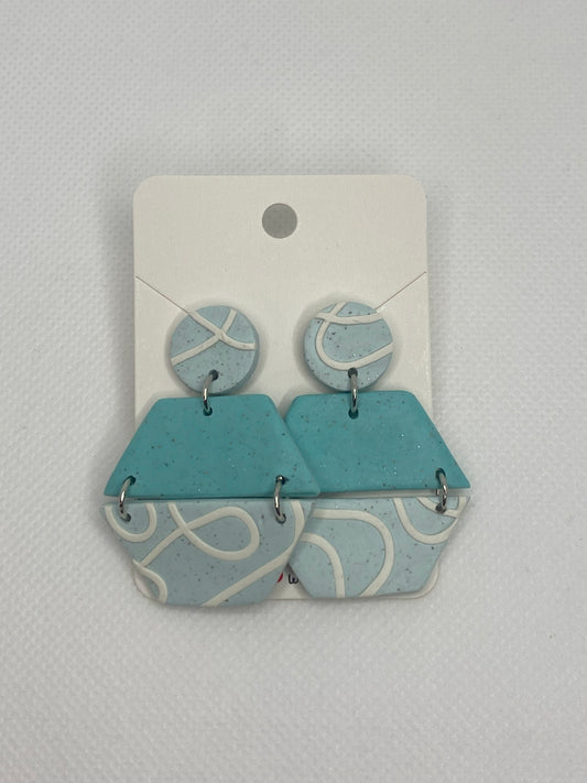 Azure Hexagon Harmony Drops Earrings