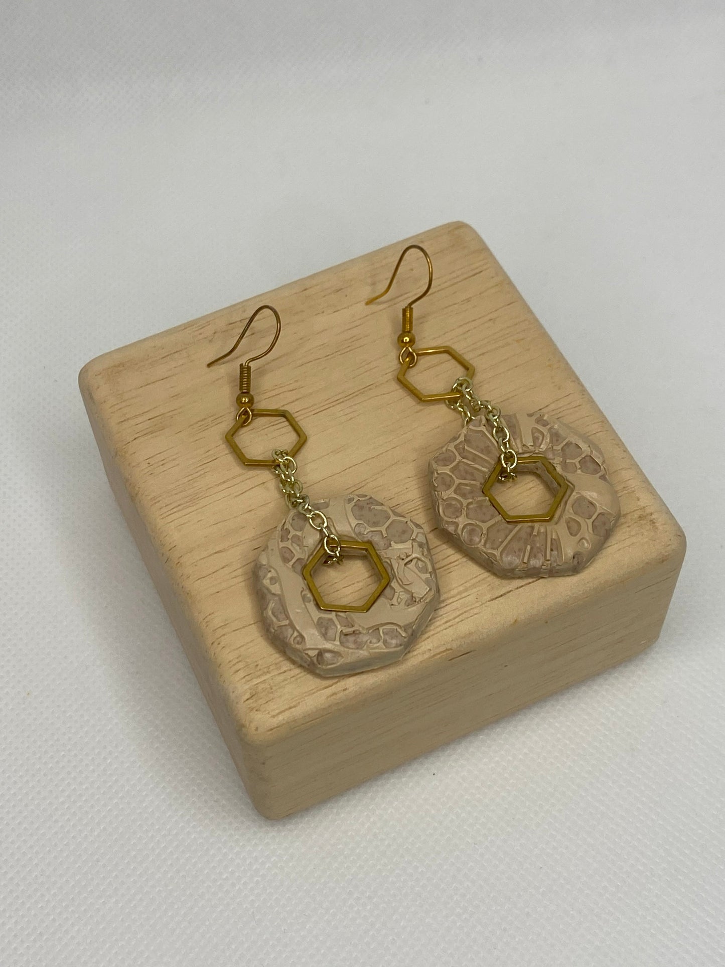 Golden Hexagon Elegance Earrings.