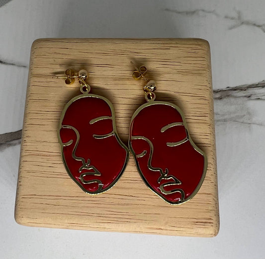 Golden Burning Face earrings