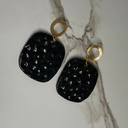 Black and Gold Square earrings