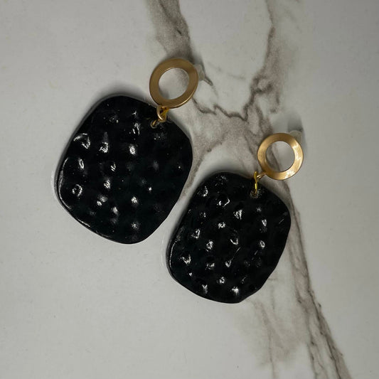 Black and Gold Square earrings