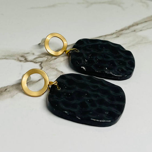 Black and gold rectangle Earrings