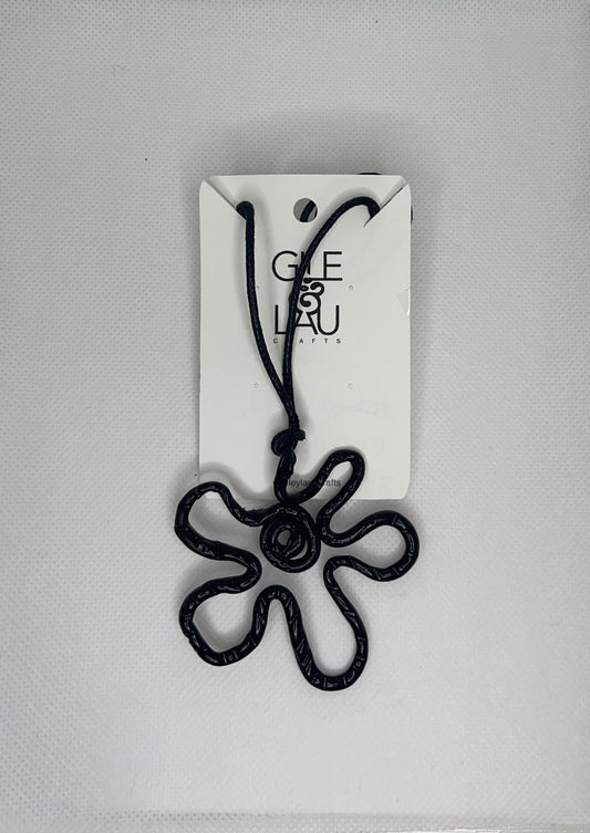 Monochrome flower sketch  necklace