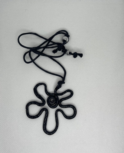 Monochrome flower sketch  necklace