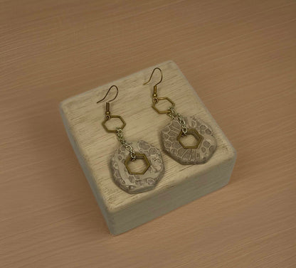 Golden Hexagon Elegance Earrings.