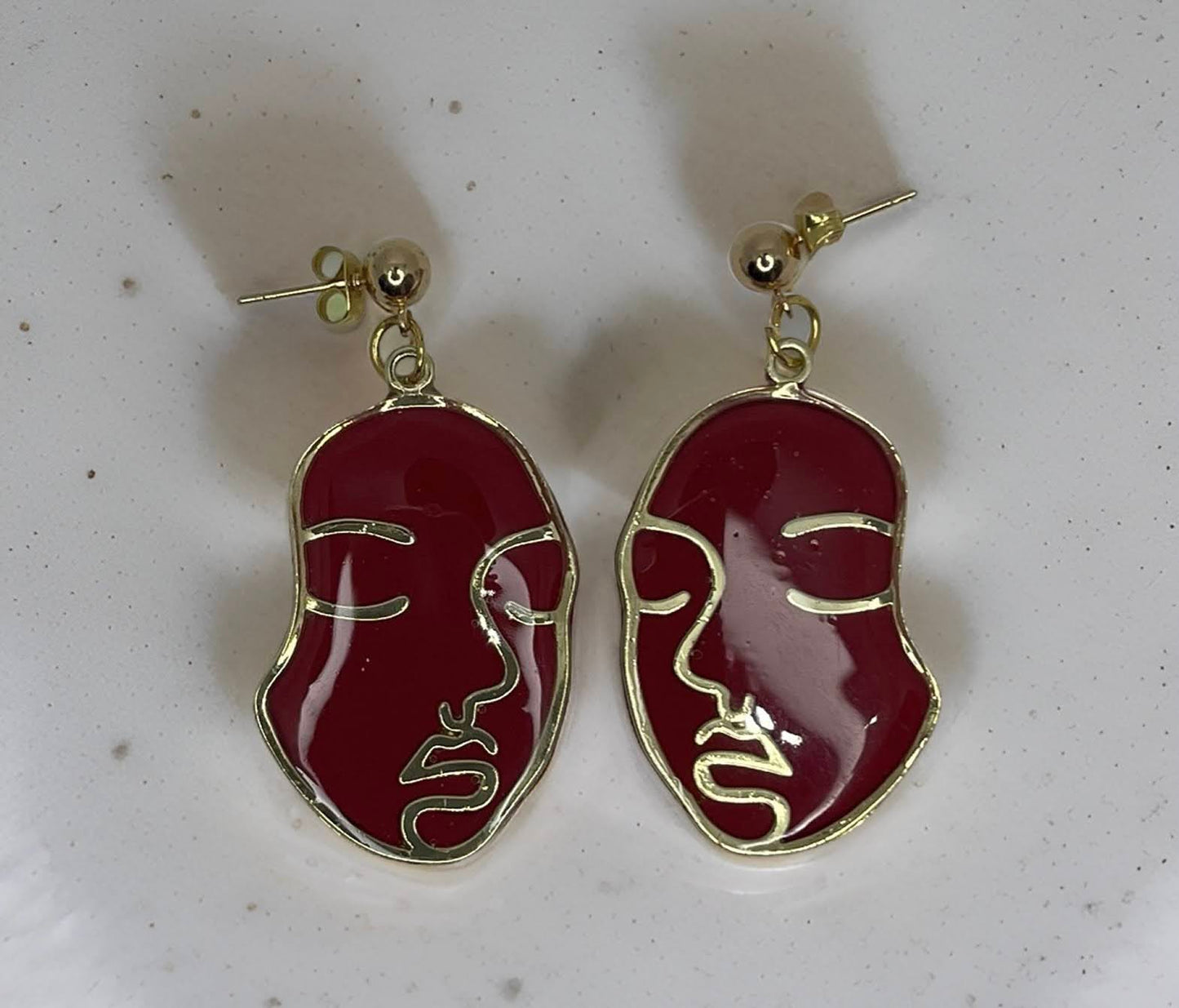 Golden Burning Face earrings