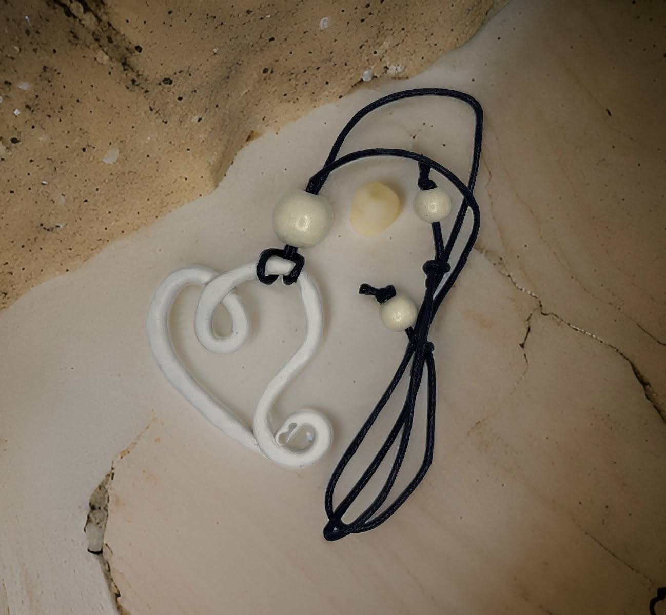 Monochrome Heart Sketch  necklace