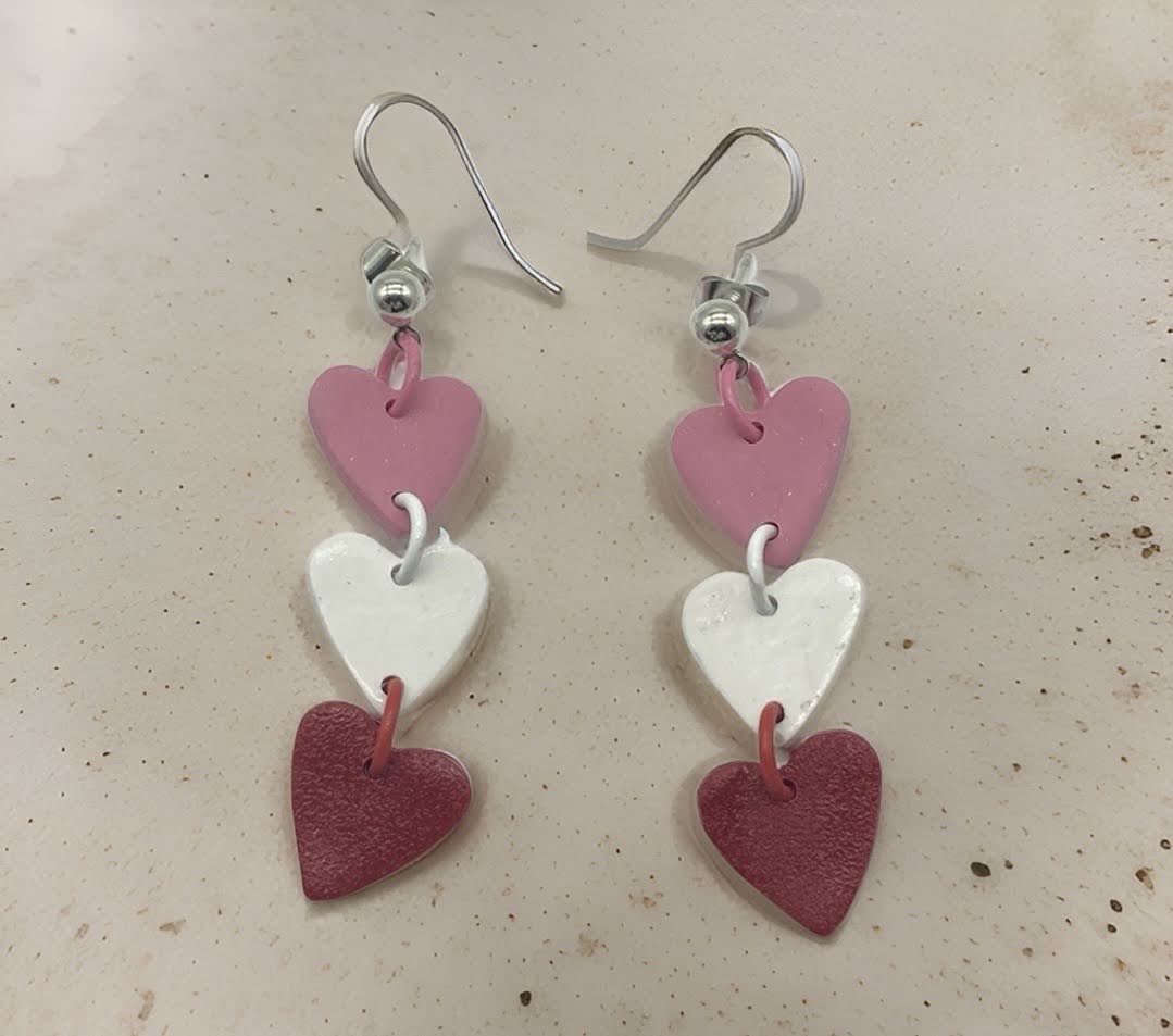 Triple Heart Link Earrings