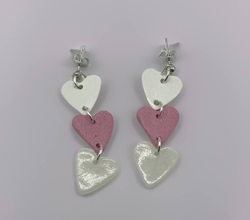 Triple Heart Link Earrings