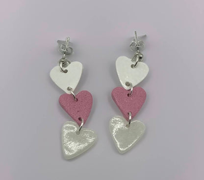 Triple Heart Link Earrings