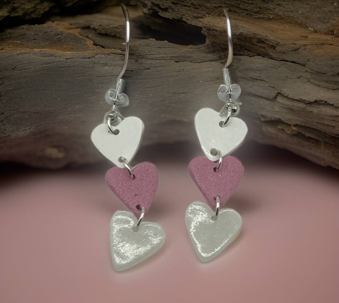 Triple Heart Link Earrings