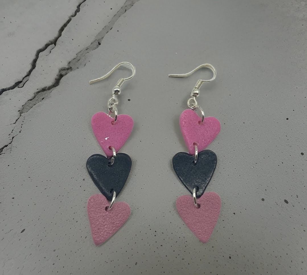 Triple Heart Link Earrings