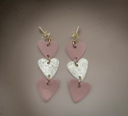 Triple Heart Link Earrings