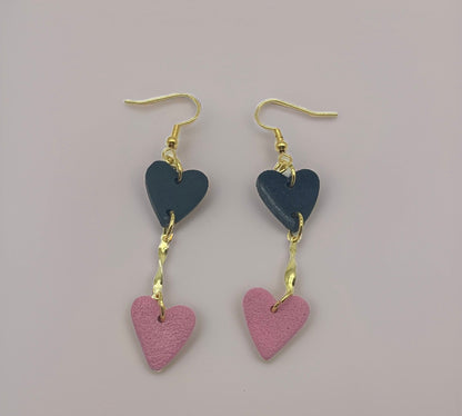 Double Heart Link Earrings