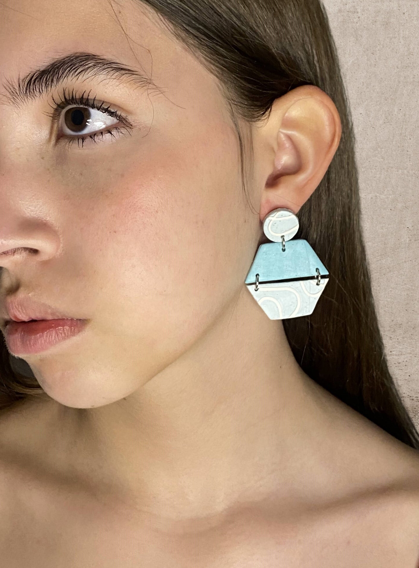 Azure Hexagon Harmony Drops Earrings