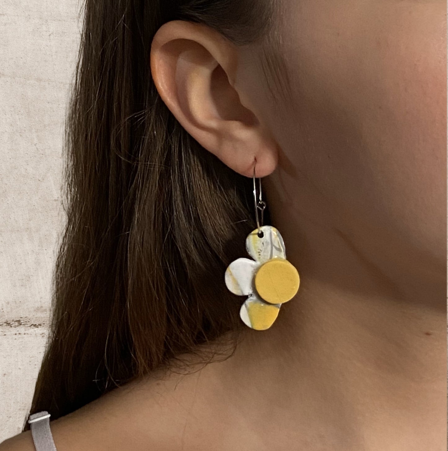 Marbled Sunshine Bloom Hoops Earrings